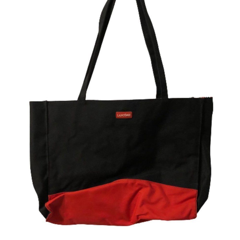 Lancome Black & Red Canvas Tote Bag